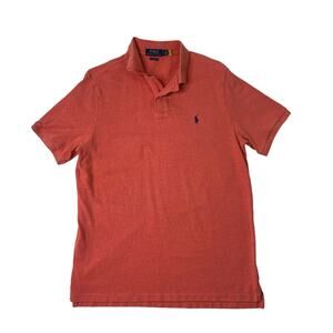 Polo Ralph Lauren Shirt Mens L Large Peach Classic Fit 2-Button Placket Droptail